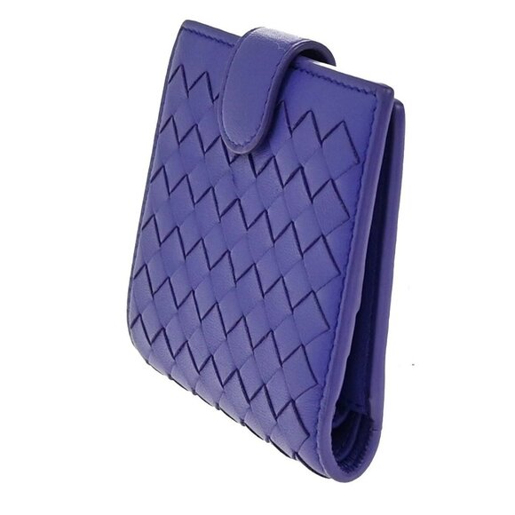 BOTTEGA VENETA Logo Intrecciato Bifold Compact Wallet Leather Purple 62EE110 - Picture 8 of 13